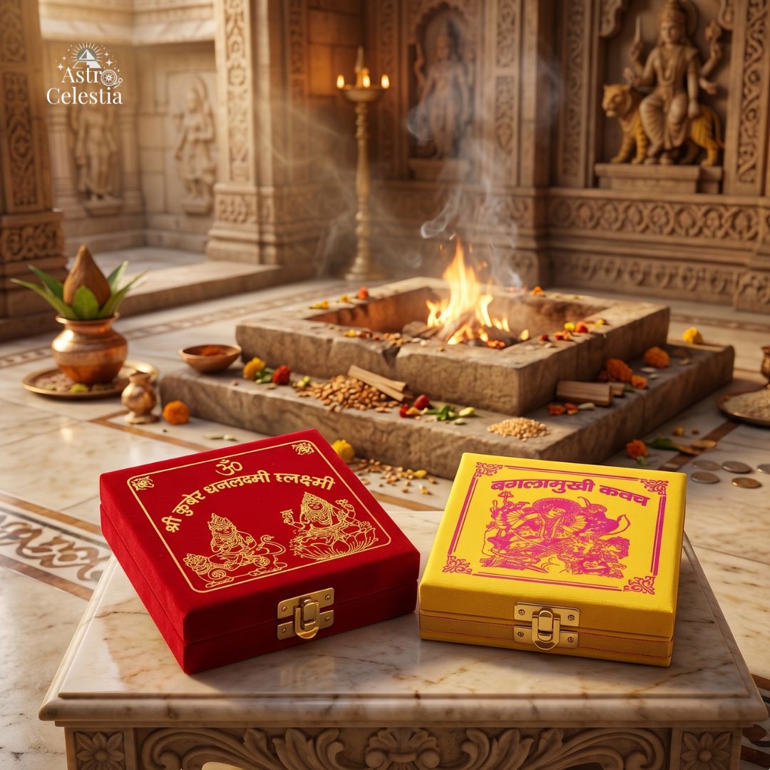 Shri Kuber Dhan Varsha Yantra/Siddha Baglamukhi Kavach/Yantra