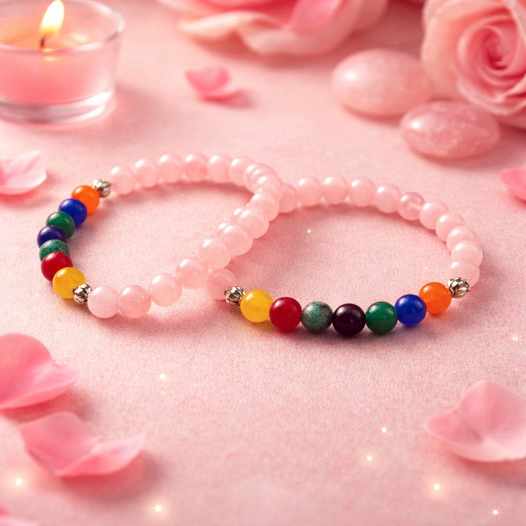 Love Attraction & Rose Quartz 7 Chakra Bracelet