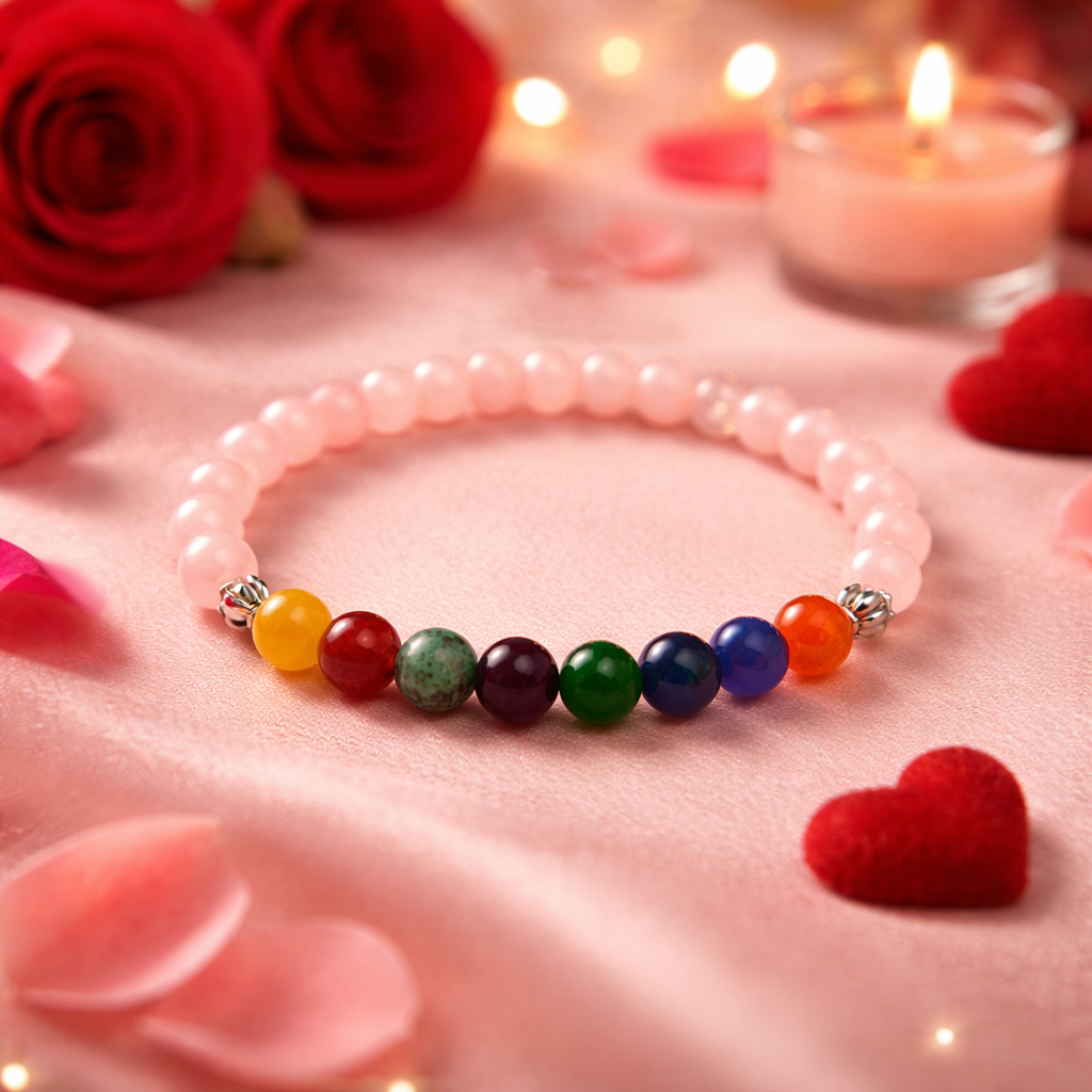 Love Attraction & Rose Quartz 7 Chakra Bracelet