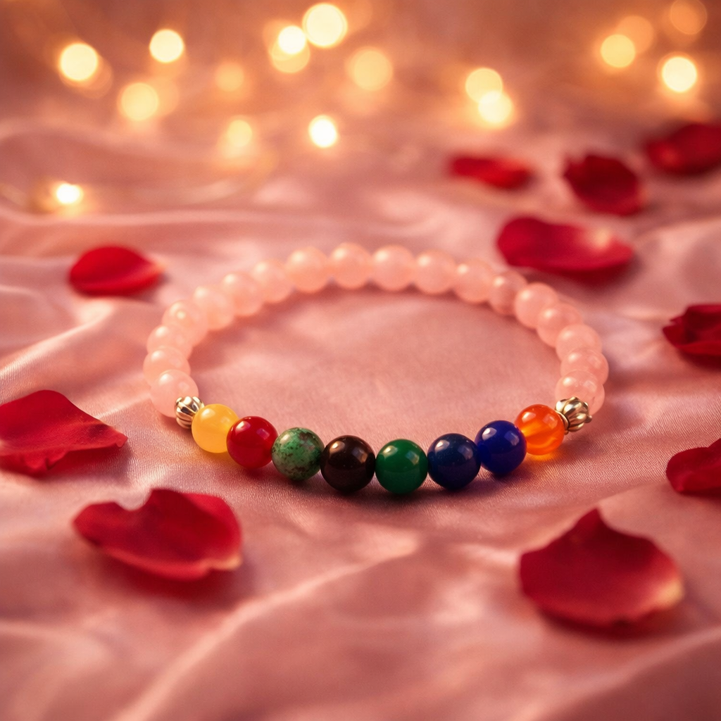 Love Attraction & Rose Quartz 7 Chakra Bracelet