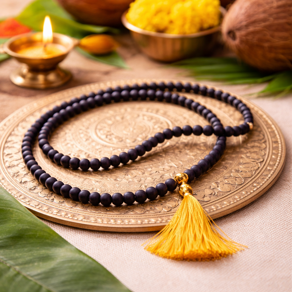 Original Karungali Malai 108-Beads Ebony Wood with Govt. Certified