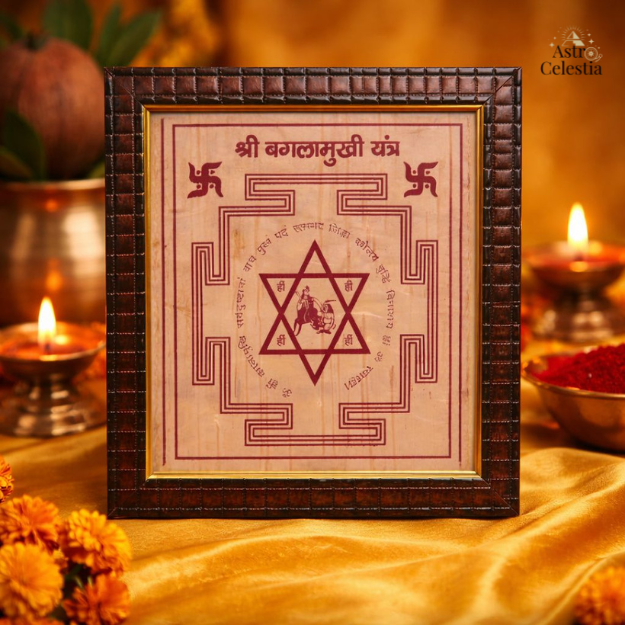 Shri Sampoorna Baglamukhi Bhojpatra Frame - Divine Protection