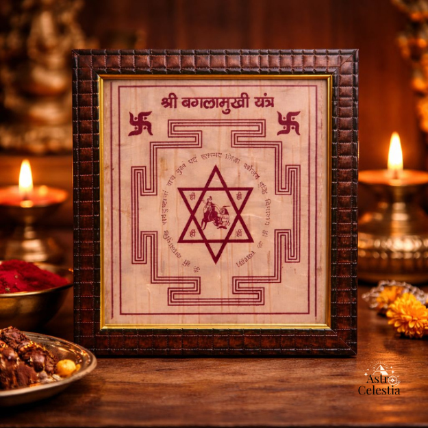 Shri Sampoorna Baglamukhi Bhojpatra Frame - Divine Protection